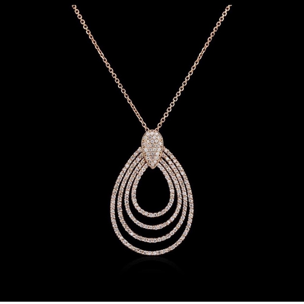 14KT ROSE GOLD DIAMOND PENDANT  NECKLACE